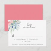 Roze blauwe lavender Sage Green Floral RSVP (Voorkant / Achterkant)