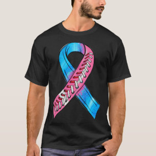 Roze blauwe lintje SIDS Bewustmakingsmaand Basebal T-shirt