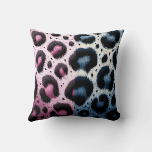 Roze & blauwe luipaard bont dierenprint stippen  kussen