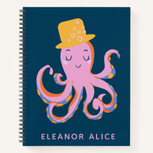 Roze blauwe luis Octopus Dansend Dierdier Aangepas Notitieboek