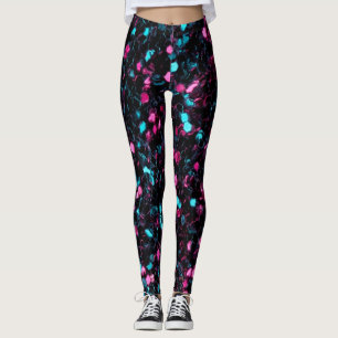 Roze blauwe mozaïekglitter leggings