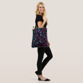 Roze blauwe mozaïekglitter tote bag (Op model)