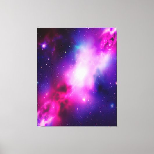 Roze Blauwe Nebula Galaxy Kunst Vergerekt Canvas (Voorkant)