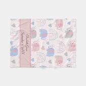 Roze Blauwe Olephants Rainbows Nursery Fleece Deken (Voorkant (Horizontaal))