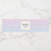 Roze Blauwe Ombre met Dunne Gouden Lijnen - Verjaa Waterfles Etiket (Enkel label)