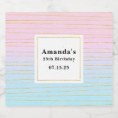 Roze Blauwe Ombre met Dunne Gouden Lijnen Verjaard Bier Etiket (Enkel label)