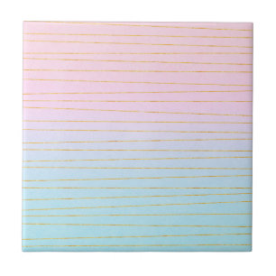 Roze Blauwe Ombre met Gouden Lijnen Tegeltje
