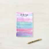 Roze blauwe Paarse checkbox met Waterverf aflevere Post-it® Notes (Op bureau)