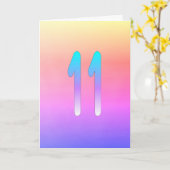 Roze blauwe Paarse gradiënt 11th Birthday Kaart (Gele Bloem)
