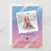 Roze blauwe Paarse regenbooggradiënt Afstuderen Fo Aankondiging (Voorkant)