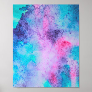  roze blauwe Paarse Waterverf kunst Poster