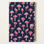 Roze blauwe paddenstoel Waterverf Patroon Notitieboek (Achterkant)