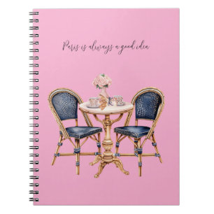 Roze Blauwe Paris Tafel Baguettes Notitieboek