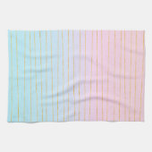 Roze Blauwe Pastel Gradient met Gouden Lijnen Theedoek (Horizontaal)