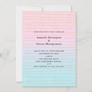 Roze Blauwe Pastel Gradient met Gouden Lijnen Trou Kaart