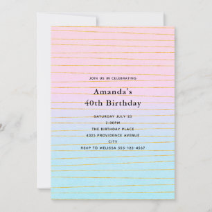 Roze Blauwe Pastel Gradient met Gouden Lijnen Verj Kaart