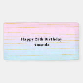 Roze Blauwe Pastel Gradient met Gouden Lijnen Verj Spandoek (Horizontaal)