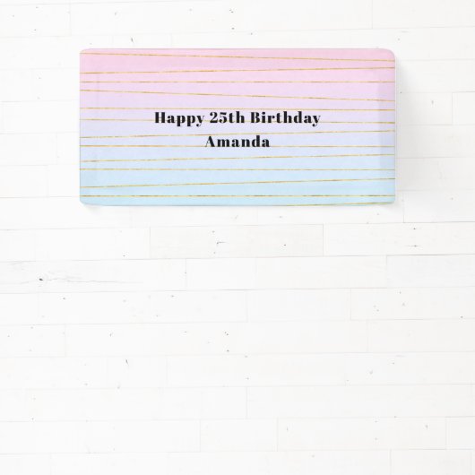 Roze Blauwe Pastel Gradient met Gouden Lijnen Verj Spandoek (Insitu)