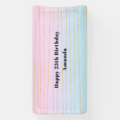 Roze Blauwe Pastel Gradient met Gouden Lijnen Verj Spandoek (Verticaal)