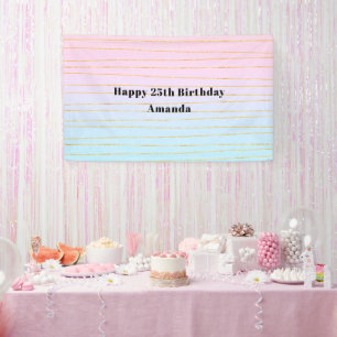 Roze Blauwe Pastel Gradient met Gouden Lijnen Verj Spandoek