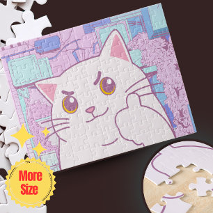Roze & Blauwe Pastel Kat Jigsaw Puzzel 🧩 Cadeau