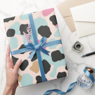 Roze Blauwe Pastel Luipaard Vlekken Cadeaupapier