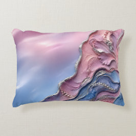 Roze Blauwe Pastel Marmer Zachte Vrouwelijke Decor Accent Kussen