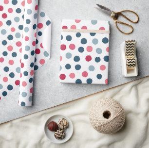 Roze Blauwe Polka Dots Wrapping Paper Cadeaupapier