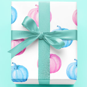 Roze Blauwe Pompoen Thanksgiving Geslacht Reveal F Cadeaupapier