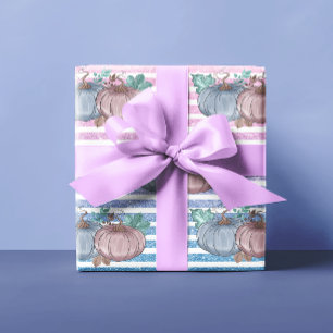 Roze Blauwe Pompoen Thanksgiving Geslacht Reveal F Cadeaupapier
