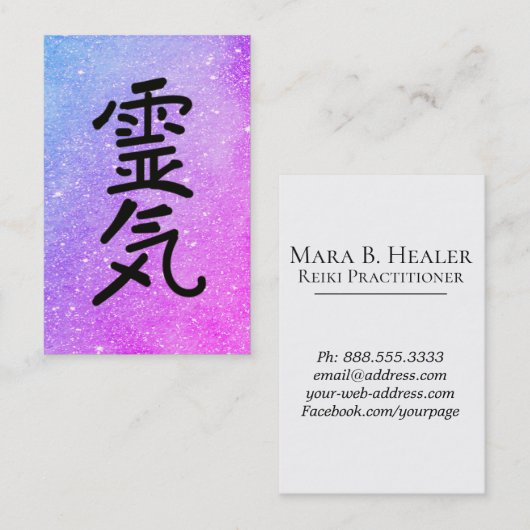 ** Roze blauwe Reiki Practitioner Master Symbool Visitekaartje (Voorkant / Achterkant)