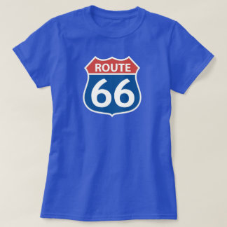 Roze blauwe roodbruine ROUTE 66 wegwijzer voor vro T-shirt