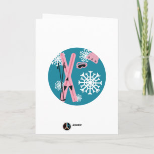 Roze & blauwe ski's kaart