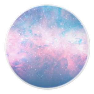 Roze & Blauwe Sterrenhemel Cosmic Cotton Candy Luc Keramische Knop