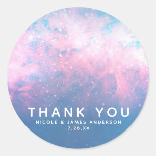 Roze & Blauwe Sterrenhemel Cosmic Cotton Candy Luc Ronde Sticker