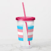 Roze Blauwe Strepen Trans Flag Acryl Drinkbeker (Links)