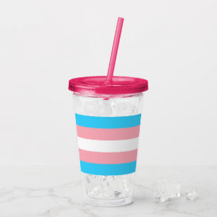 Roze Blauwe Strepen Trans Vlag Acryl Drinkbeker