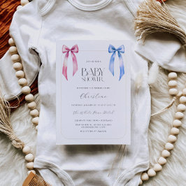 Roze Blauwe Strik Geslacht Neutrale Baby Shower Kaart