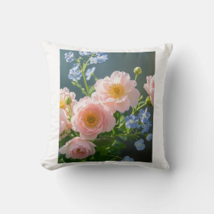 Roze Blauwe tere bloemen Kussen