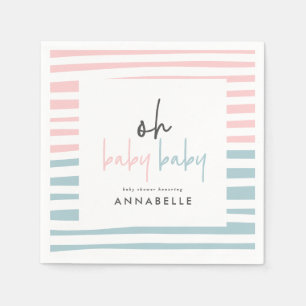 roze blauwe twin baby shower typografie moderne pa servet