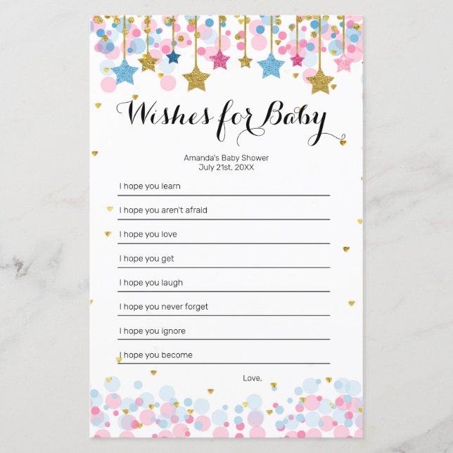 Roze Blauwe Twinkle Wishes for Baby Game (Voorkant)