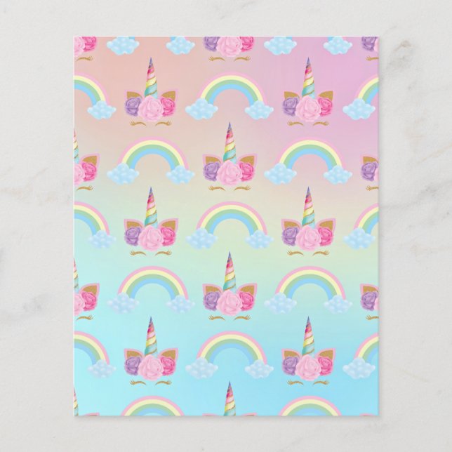 Roze blauwe unicorn Clouds Patroonpapier (Voorkant)