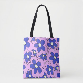 Roze blauwe ventilatorafdruk tote bag