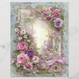Roze Blauwe Vintage Junk Journal Scrapbook Papier
