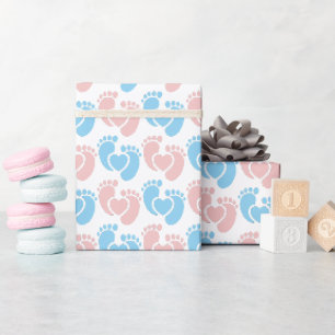 Roze Blauwe Voetafdrukken Doula Cadeau Baby Borrel Cadeaupapier
