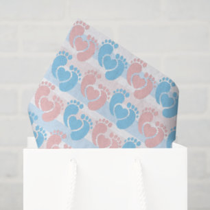 Roze Blauwe Voetafdrukken Gestreepte Doula Baby Sh Tissuepapier