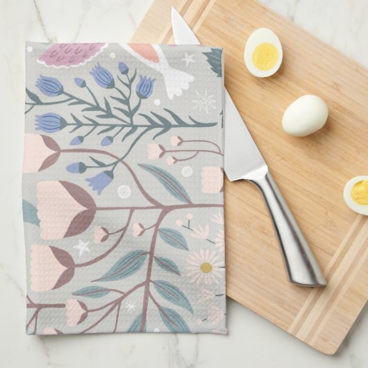  roze blauwe  vogelsoorten - Kunstpatroon Theedoek (Quarter Fold)