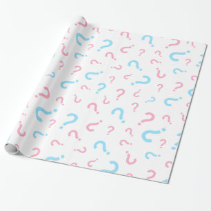 Roze & Blauwe Vraagteken Geslacht Onthulling Cadeaupapier
