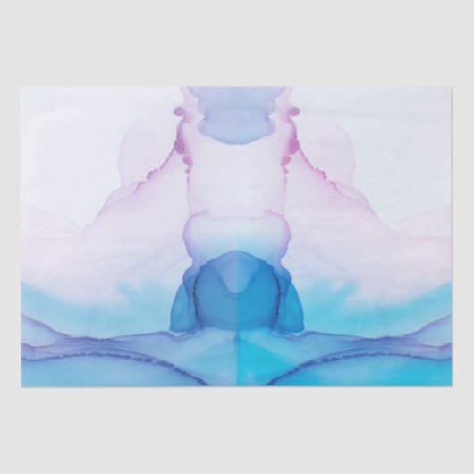 Roze & Blauwe Waterverf Elegante Verpakking Tissuepapier (Voorkant)