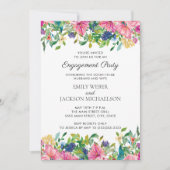 Roze blauwe Waterverf Floral Verloving (Voorkant)